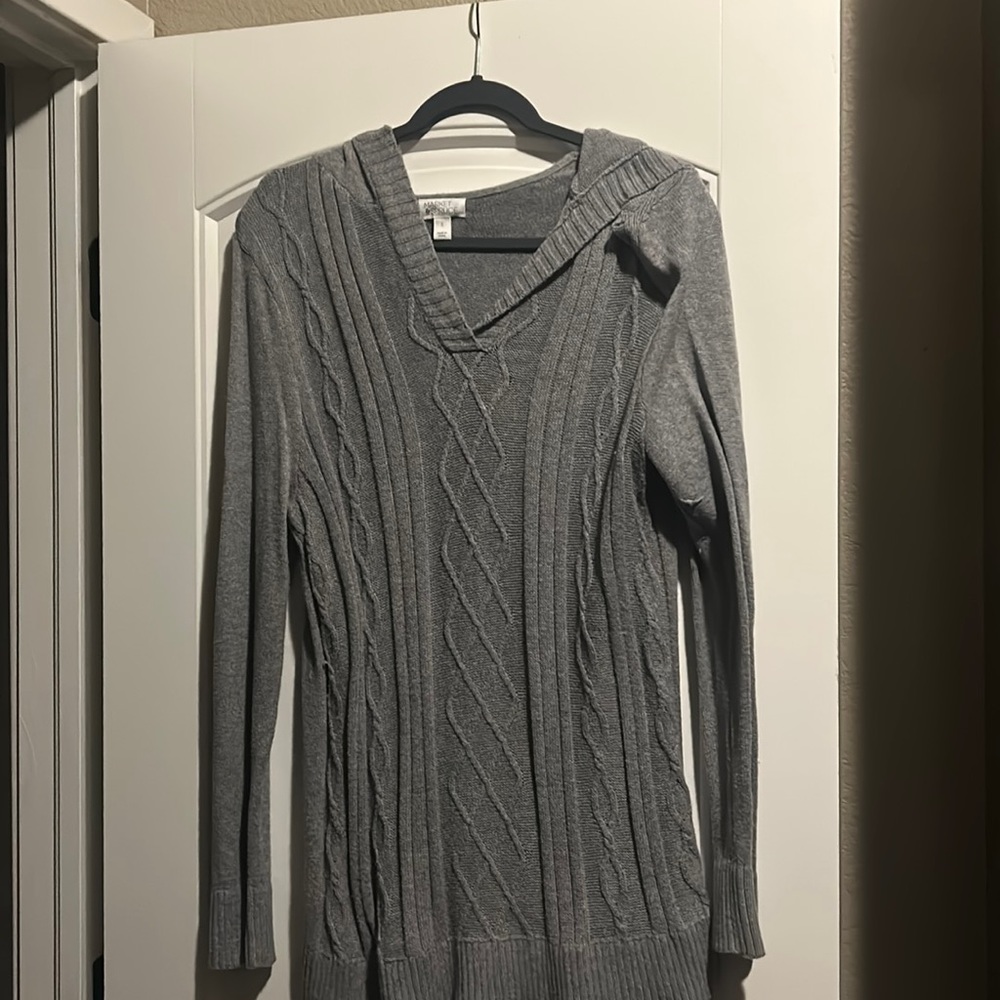 Gray sweater with hood